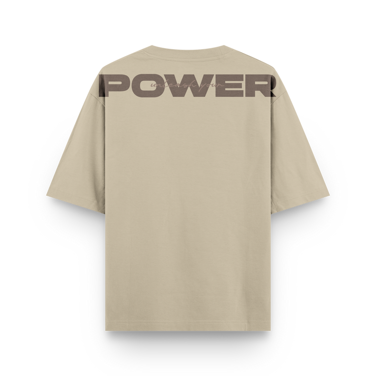 CAMISETA OVERSIZE POWER BEIGE - MARRÓN