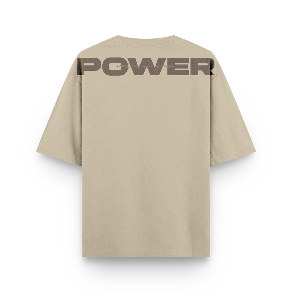 CAMISETA OVERSIZE POWER BEIGE - MARRÓN