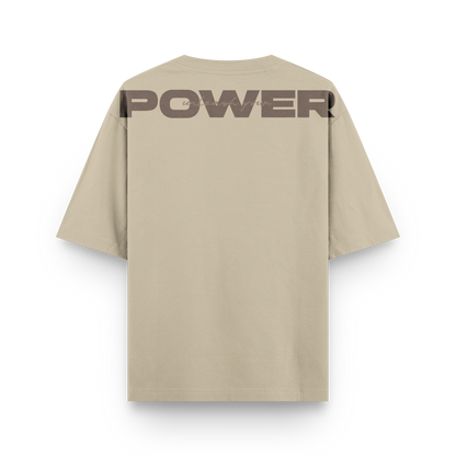 CAMISETA OVERSIZE POWER BEIGE - MARRÓN