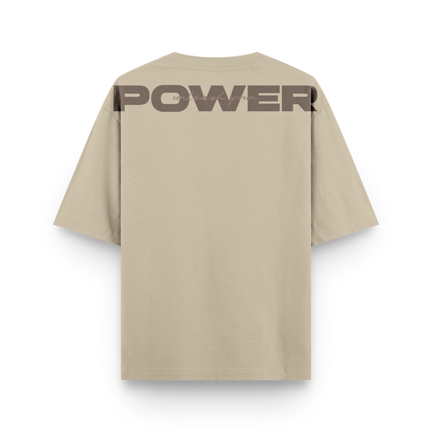 CAMISETA OVERSIZE POWER BEIGE - MARRÓN