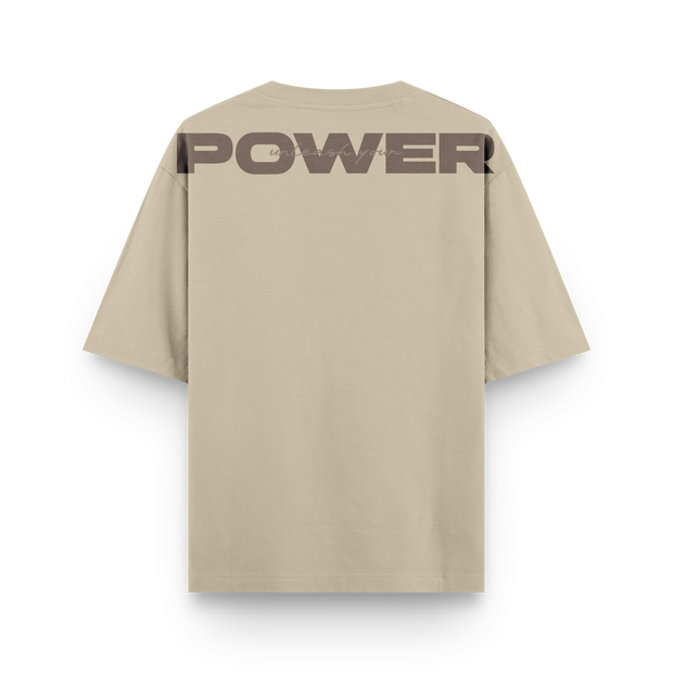 CAMISETA OVERSIZE POWER BEIGE - MARRÓN